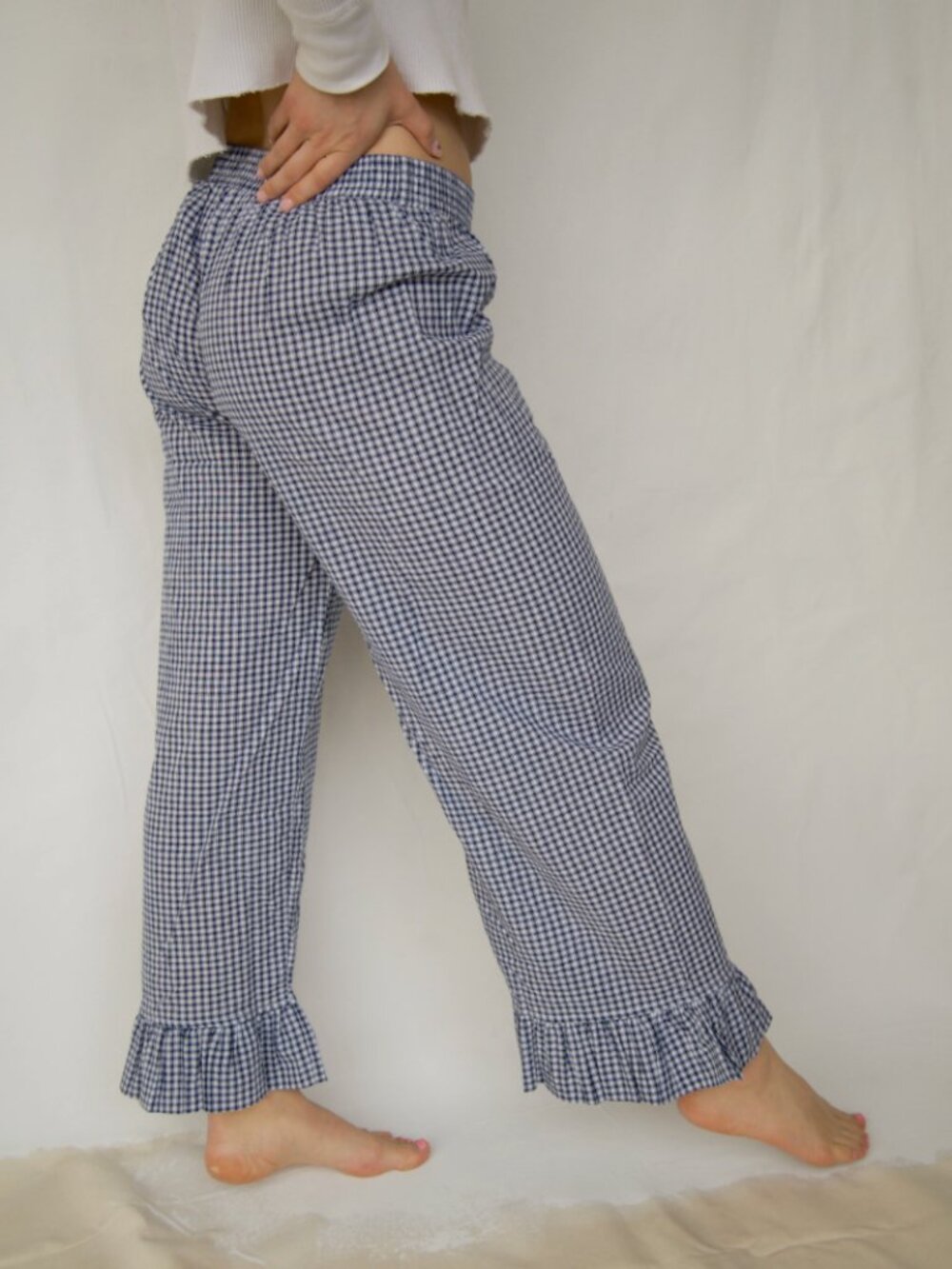Sonderhaus Blue Plaid Boxer Pants 3XL Cotton Ruffle Hem - Picture 2 of 11